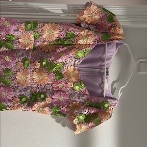 Floral Lace Dress with Puff Sleeves